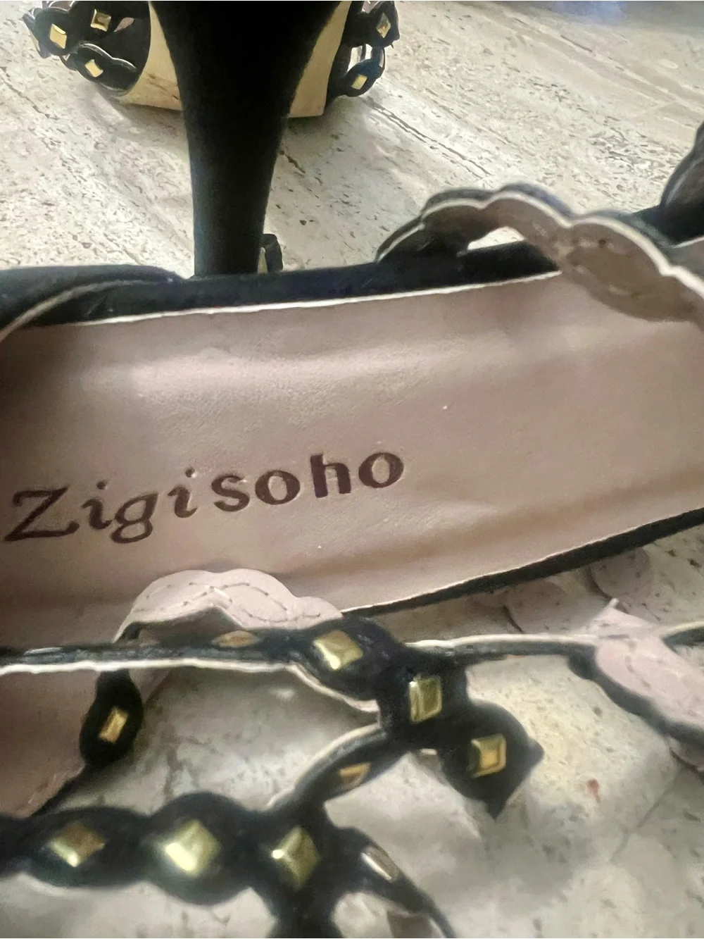 Zigi Soho Black Studded Strappy High-Heel Sandals